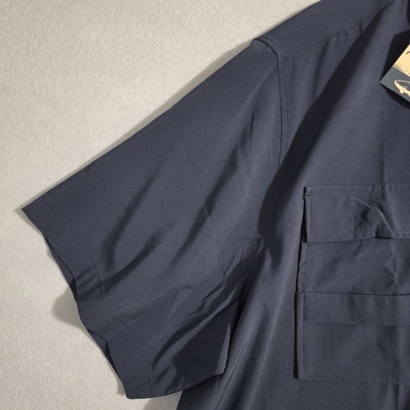 NWT Yee Yee Mens Navy The Maverick Button Up S/S Shirt Vented Size XXL - Picture 6 of 9
